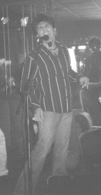 Terry at the Soft Rock Cafe (black and white)